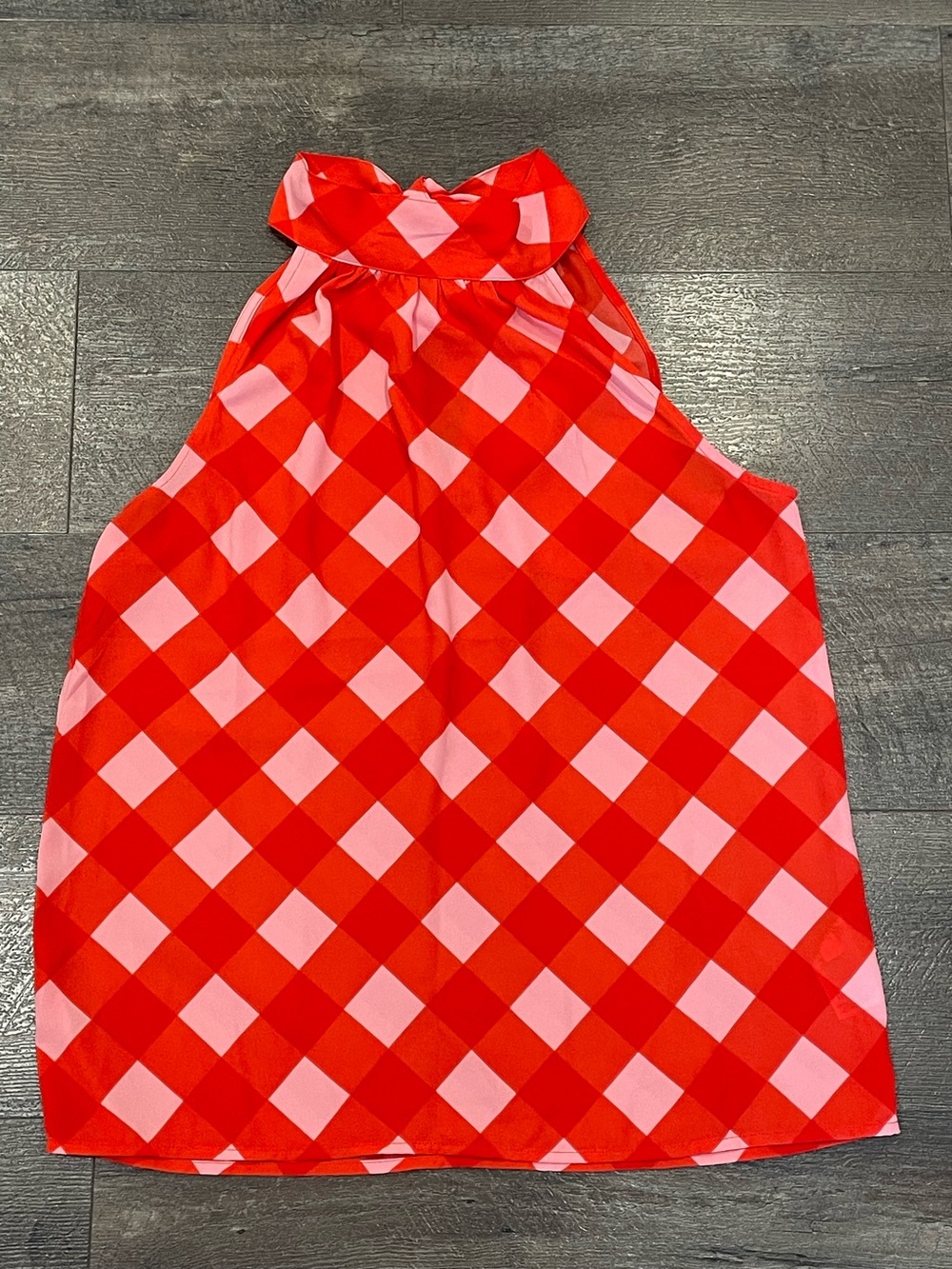 J. Crew Women’s Red and Pink Checkered Halter Top Size 0